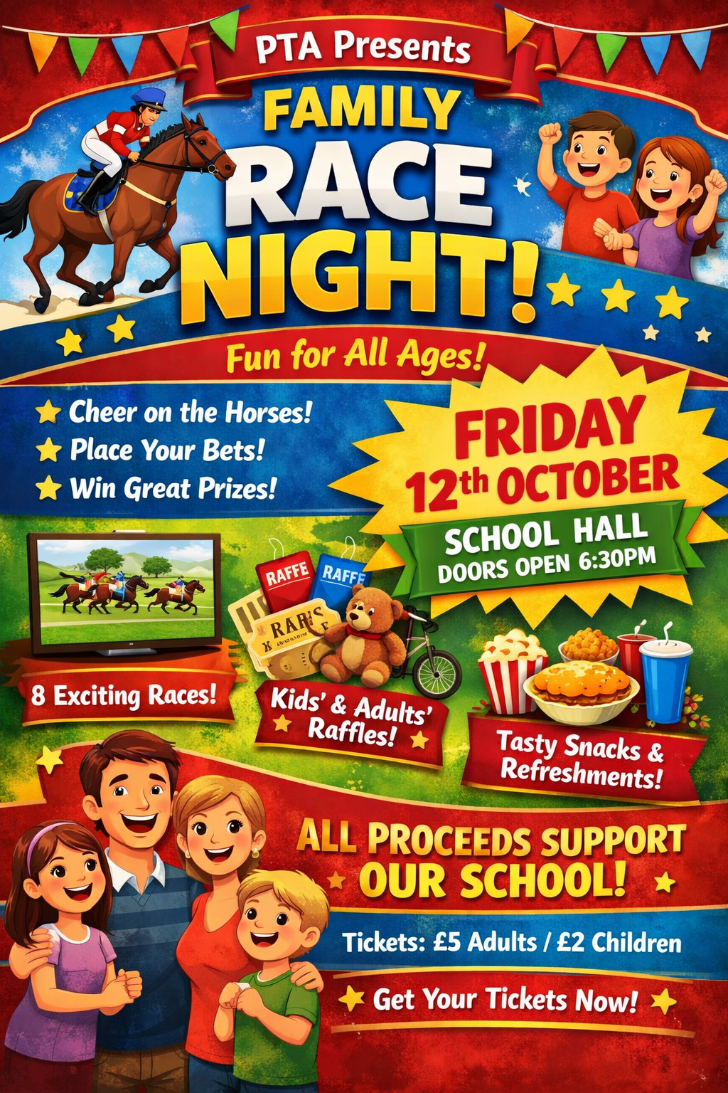 PTA race night poster sample 